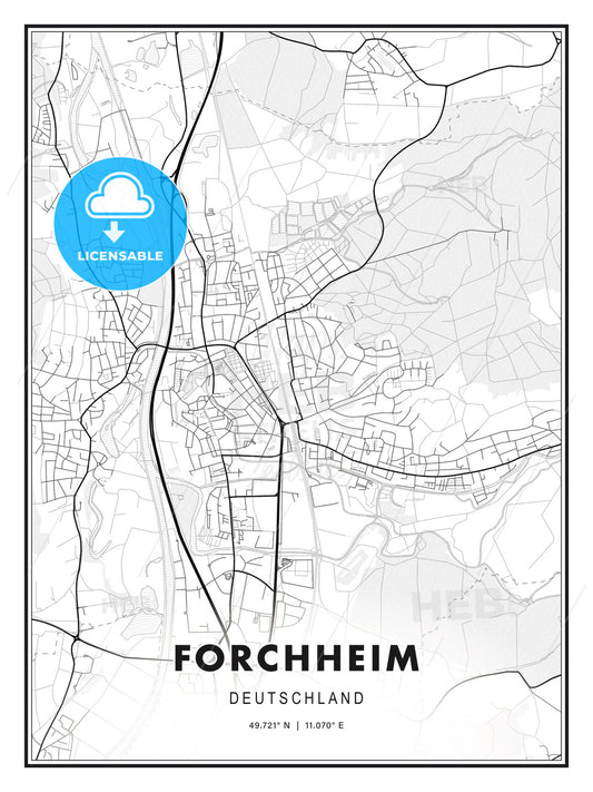 Forchheim, Germany, Modern Print Template in Various Formats - HEBSTREITS Sketches
