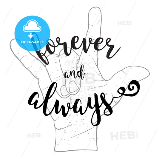 Forever and Always Quote with Devil Hand Symbol – instant download