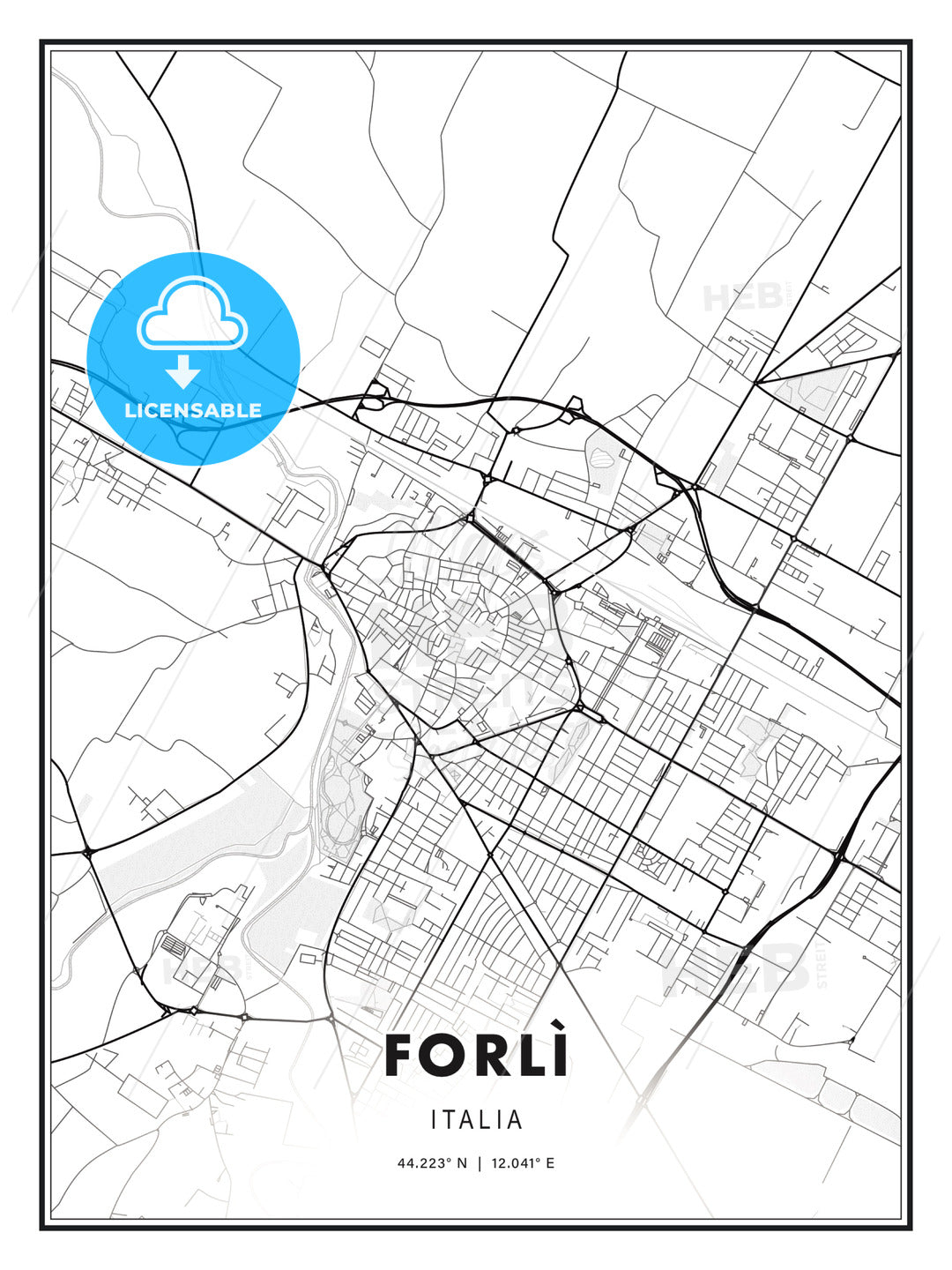 Forlì, Italy, Modern Print Template in Various Formats - HEBSTREITS Sketches