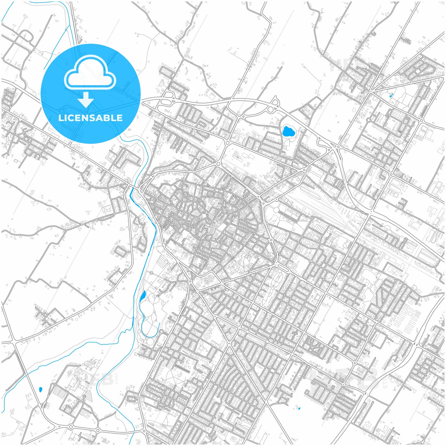 Forlì, Emilia-Romagna, Italy, city map with high quality roads.