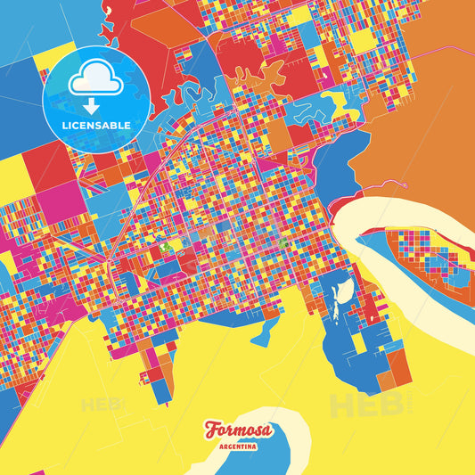 Formosa, Argentina Crazy Colorful Street Map Poster Template - HEBSTREITS Sketches