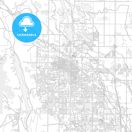 Fort Collins, Colorado, USA, bright outlined vector map