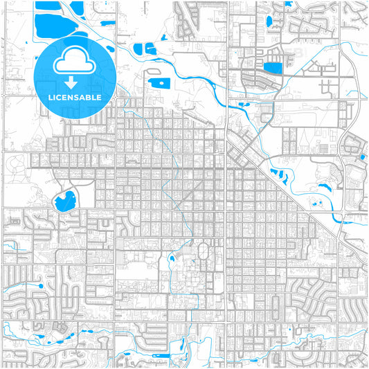 Fort Collins, Colorado, United States, city map with high quality roads.