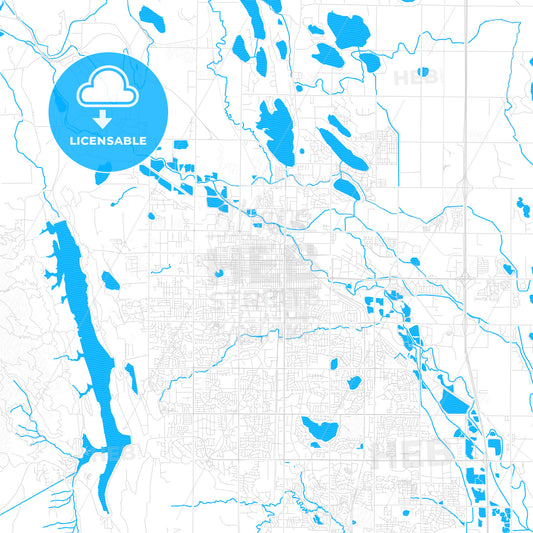 Fort Collins, Colorado, United States, PDF vector map with water in focus