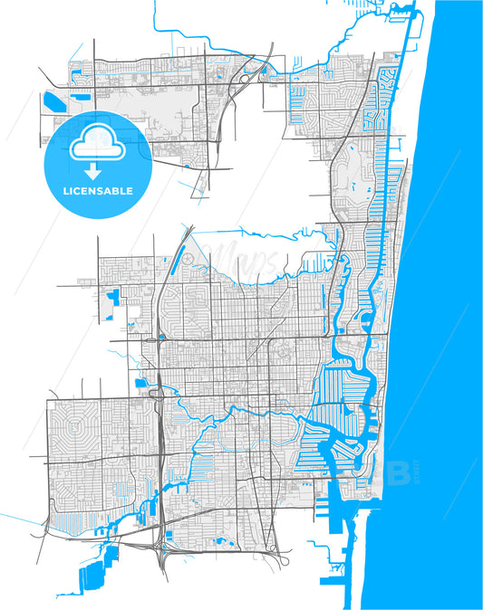 Fort Lauderdale, Florida, United States, high quality vector map