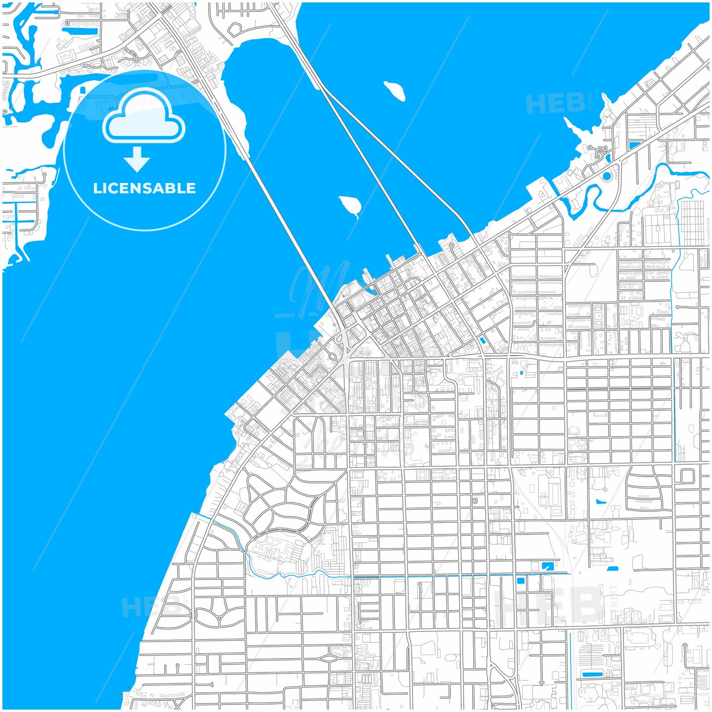 Fort Myers, Florida, United States, city map with high quality roads.