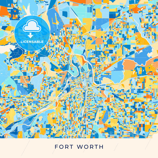 Fort Worth colorful map poster template