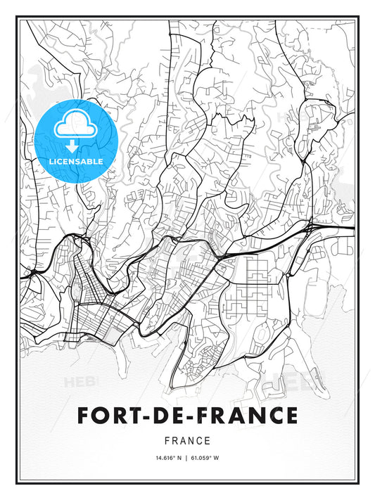 Fort-de-France, France, Modern Print Template in Various Formats - HEBSTREITS Sketches