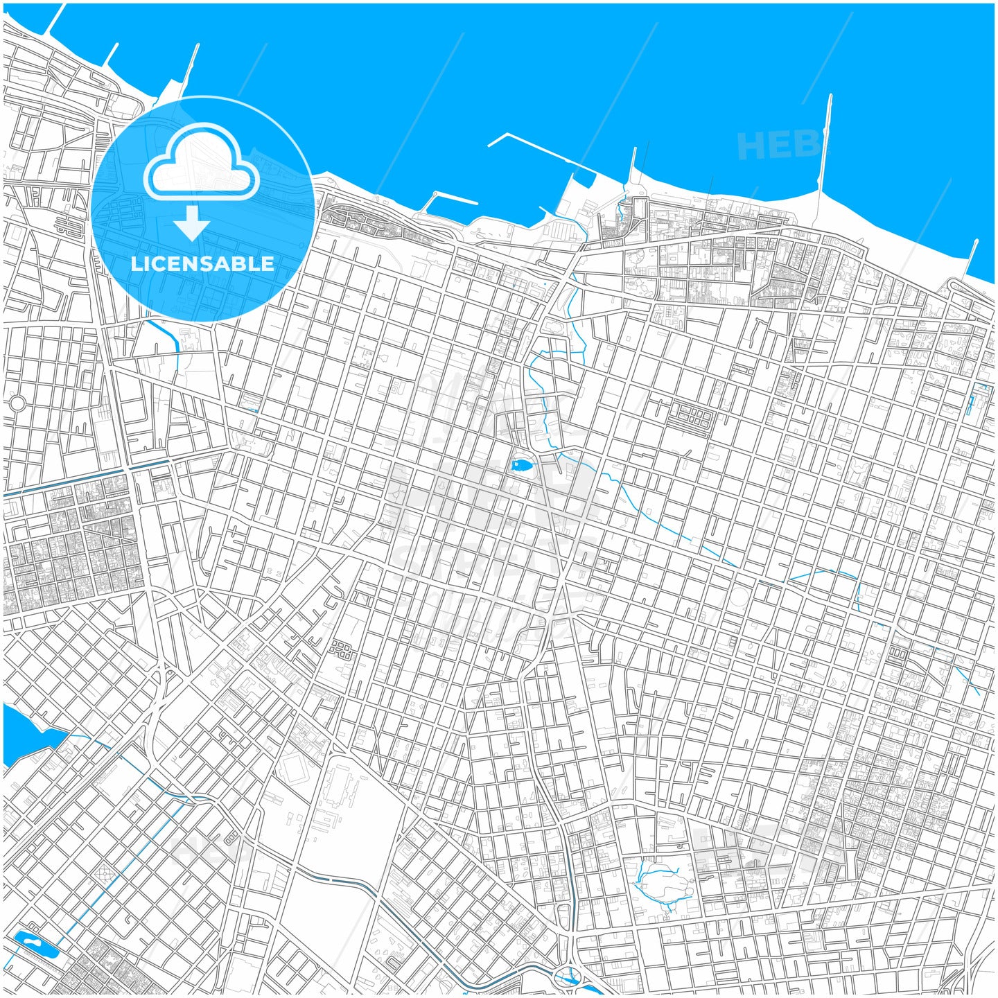 Fortaleza, Brazil, city map with high quality roads.