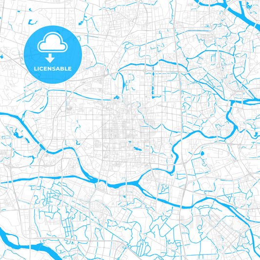 Foshan, China PDF vector map with water in focus