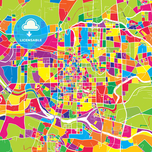 Foshan, China, colorful vector map