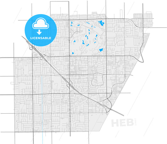 Fountain Valley, California, United States, high quality vector map