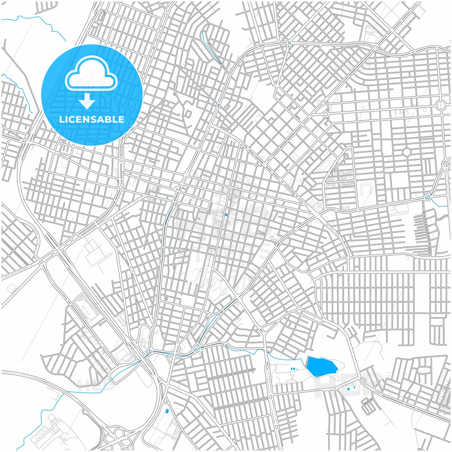 Franca, Brazil, city map with high quality roads.