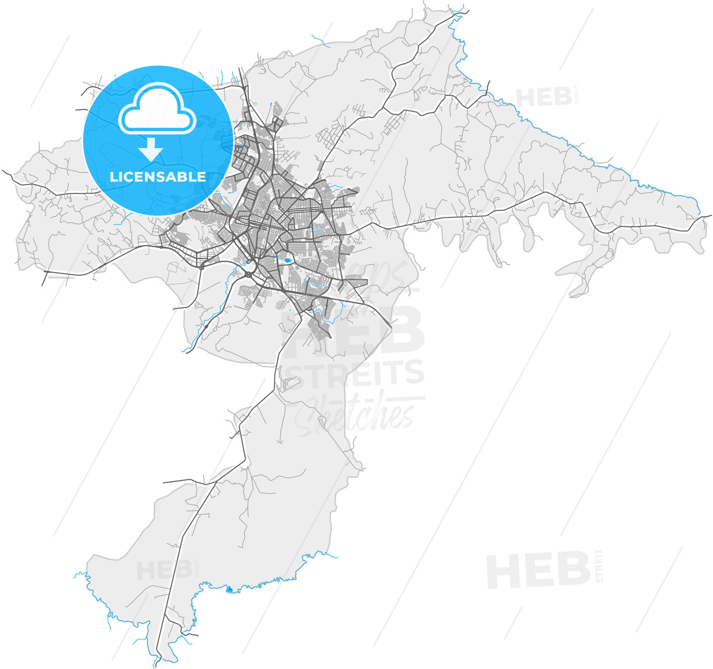 Franca, Brazil, high quality vector map