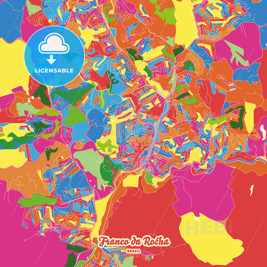 Franco da Rocha, Brazil Crazy Colorful Street Map Poster Template - HEBSTREITS Sketches