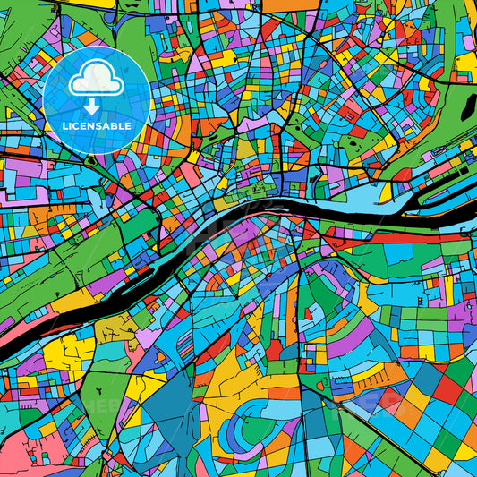 Frankfurt Colorful Vector Map on Black