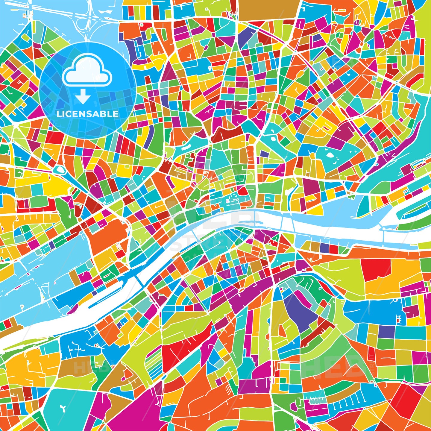 Frankfurt, Germany, Colorful Vector Map