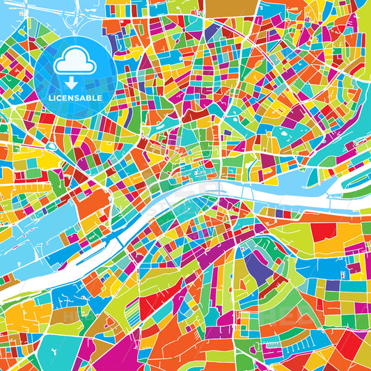 Frankfurt, Germany, Colorful Vector Map
