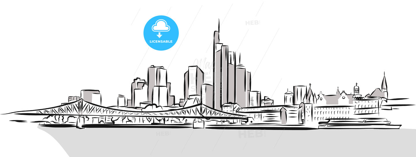 Frankfurt Main Downtown Outline Sketch – instant download