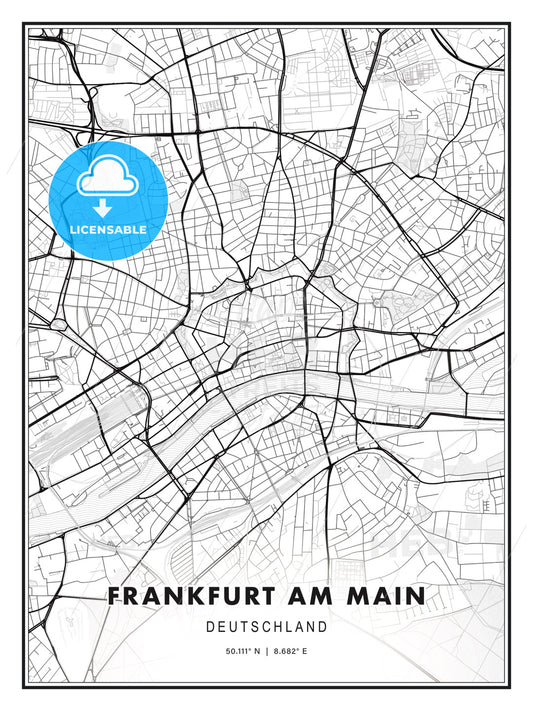 Frankfurt am Main, Germany, Modern Print Template in Various Formats - HEBSTREITS Sketches