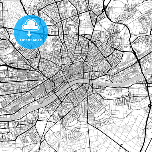 Frankfurt am Main, Germany, vector map with buildings