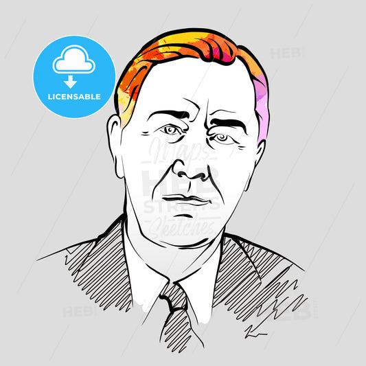 Franklin D. Roosevelt Colorful Hair Vector Drawing