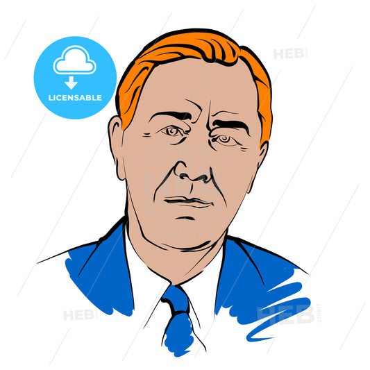 Franklin D. Roosevelt Vector Drawing With Colored Surfaces