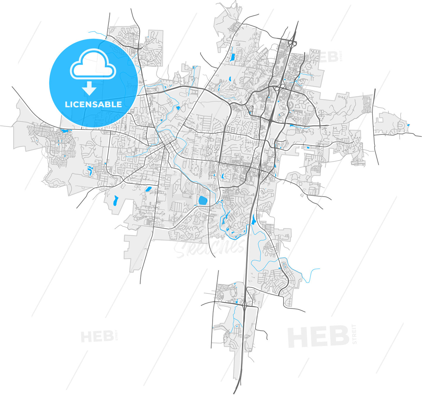 Franklin, Tennessee, United States, high quality vector map