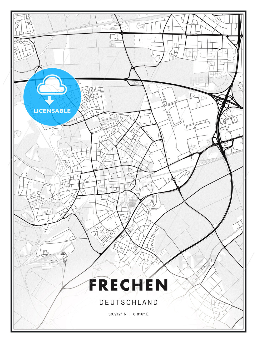 Frechen, Germany, Modern Print Template in Various Formats - HEBSTREITS Sketches