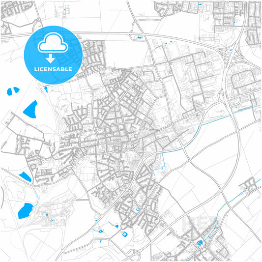 Frechen, North Rhine-Westphalia, Germany, city map with high quality roads.