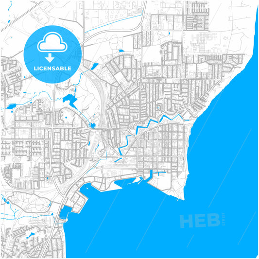 Fredericia Municipality, Denmark, city map with high quality roads.