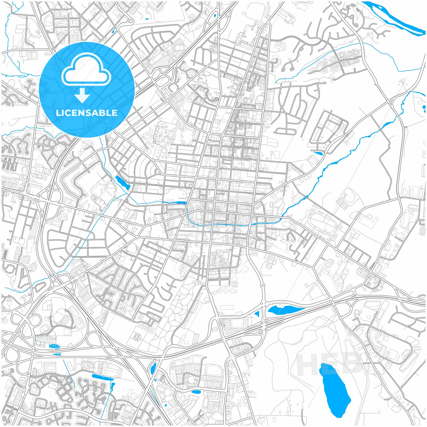 Frederick, Maryland, United States, city map with high quality roads.