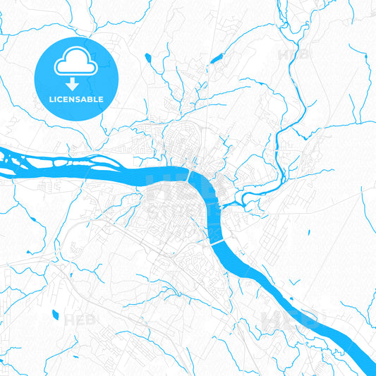 Fredericton, Canada PDF vector map with water in focus