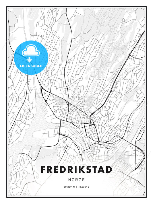 Fredrikstad, Norway, Modern Print Template in Various Formats - HEBSTREITS Sketches