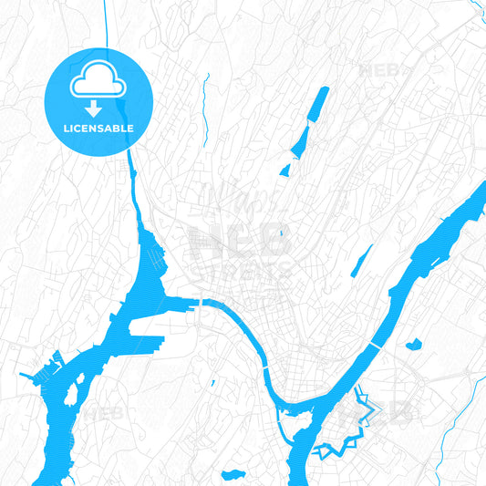 Fredrikstad, Norway PDF vector map with water in focus
