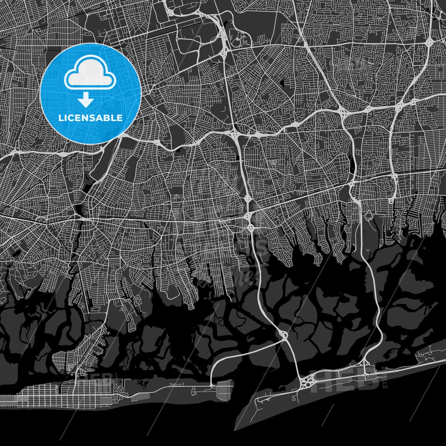 Freeport, New York - Area Map - Dark
