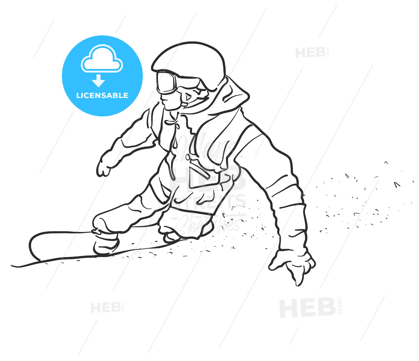 Freestyle Snowboarder takes Curve Sketch – instant download