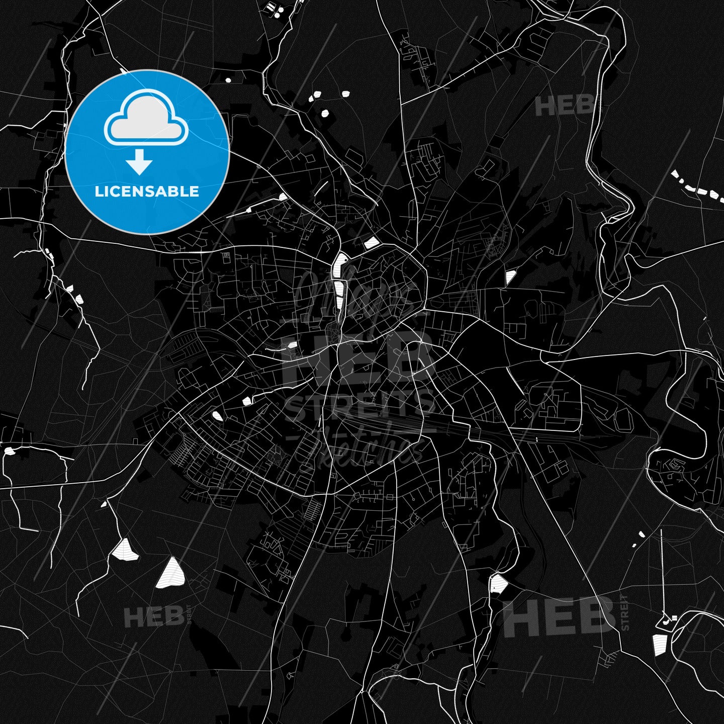 Freiberg, Germany Pdf Vector Map Black And White – HEBSTREITS