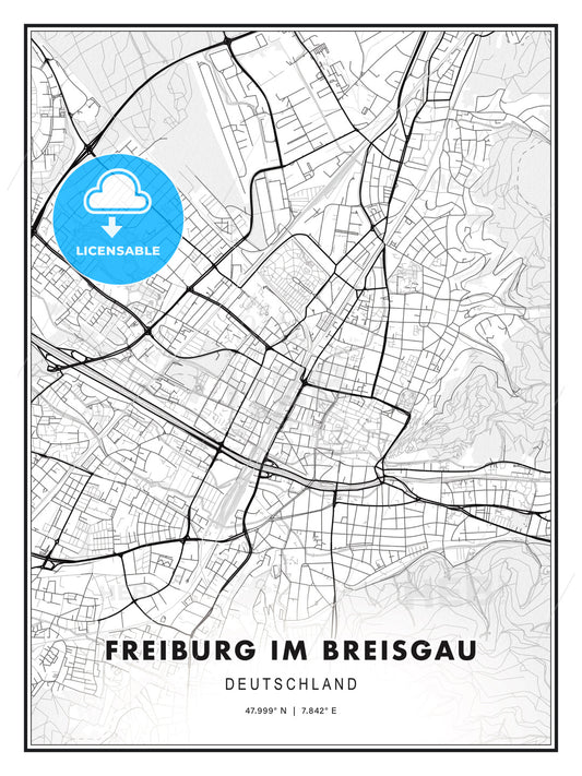 Freiburg im Breisgau, Germany, Modern Print Template in Various Formats - HEBSTREITS Sketches