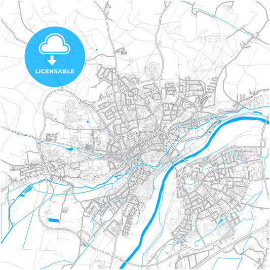 Freising, Bavaria, Germany, city map with high quality roads.