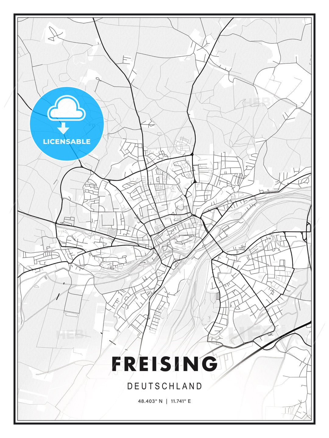 Freising, Germany, Modern Map Print Template in Various Formats ...
