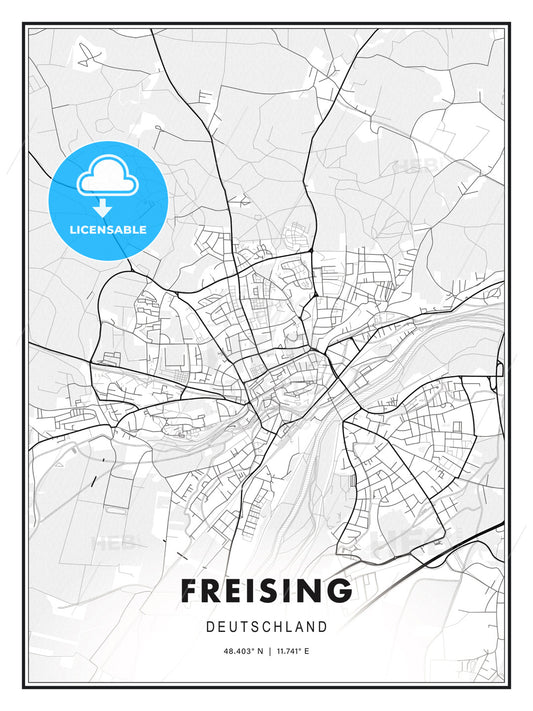 Freising, Germany, Modern Print Template in Various Formats - HEBSTREITS Sketches