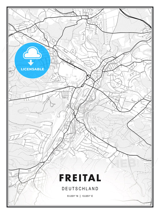 Freital, Germany, Modern Print Template in Various Formats - HEBSTREITS Sketches