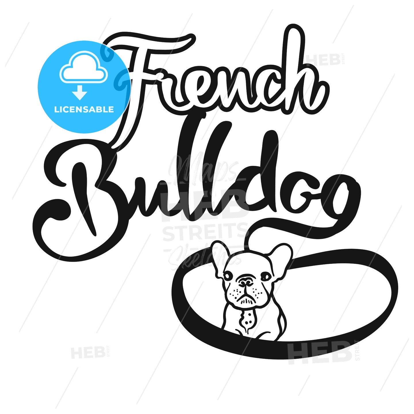 French Bulldog Hand drawn Lettering Logo – instant download