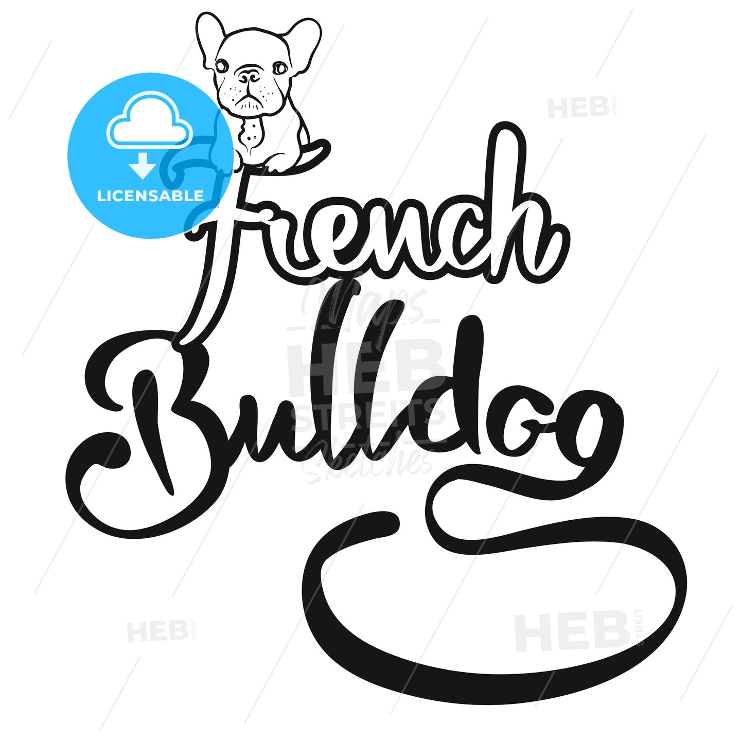 French Bulldog Logo with cute Dog – instant download