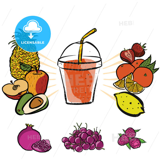 Fresh Summer Fruits and Smoothie to Go – instant download