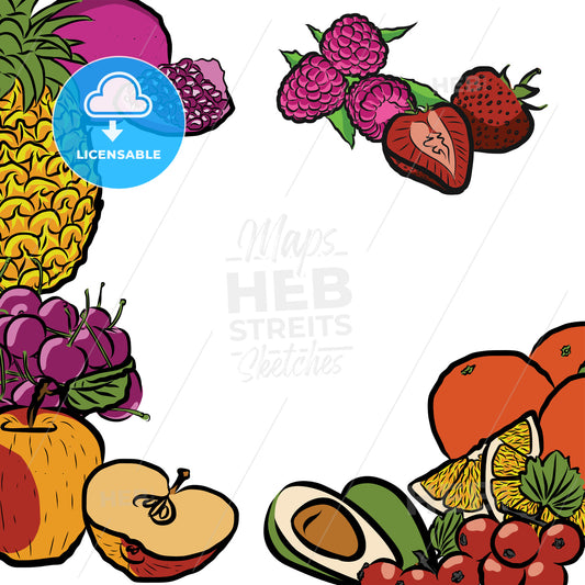 Fresh Summer Fruits in Circle – instant download