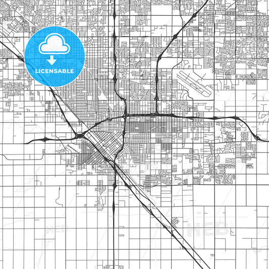 Fresno, California - Area Map - Light