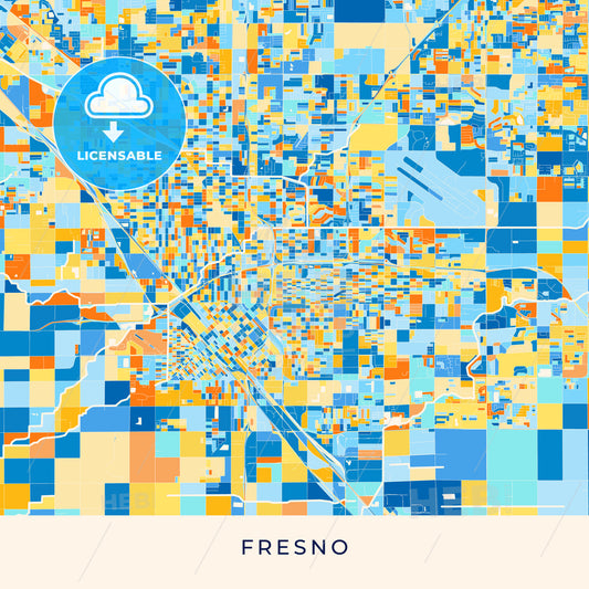 Fresno colorful map poster template