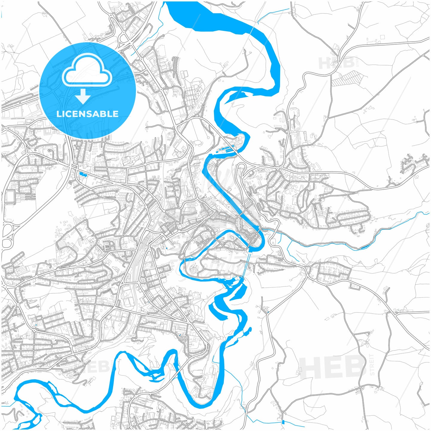 Fribourg, Switzerland, city map with high quality roads.